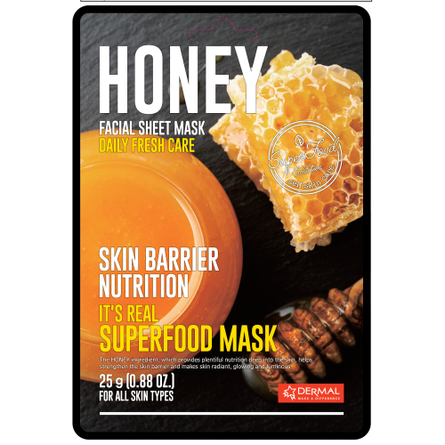 Тканевая маска It's Real Superfood Mask с экстрактом меда DERMAL It's Real Superfood Mask HONEY
