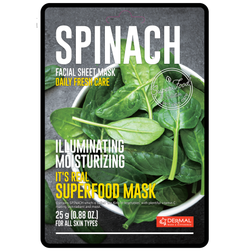 Тканевая маска It's Real Superfood Mask с экстрактом шпината DERMAL It's Real Superfood Mask SPINACH