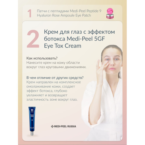 Омолаживающий лифтинг-крем для век с пептидным комплексом Medi-Peel 5 GF Eye Tox Cream