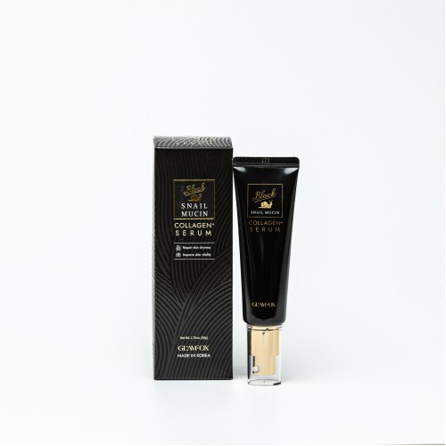 Антивозрастная коллагеновая сыворотка с муцином черной улитки GLAMFOX Black Snail Mucin Collagen Serum 