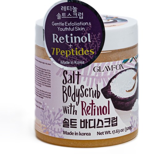 Восстанавливающий скраб для тела с ретинолом и пептидами GLAMFOX Salt Body Scrub with Retinol 500  ml