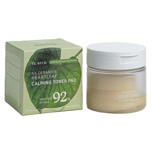 Успокаивающие тонер-пэды с керамидами и хаутюнией GLAMFOX Ceramide Heartleaf Calming Toner Pads 180 ml