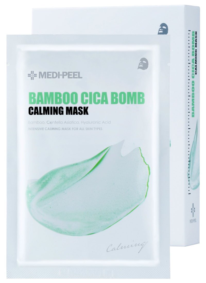 Cica calming mask. Тканевая маска Medi Peel бамбук. Medi Peel успокаивающая тканевая маска. Kumiho маска тканевая для лица успокаивающая с центеллой.